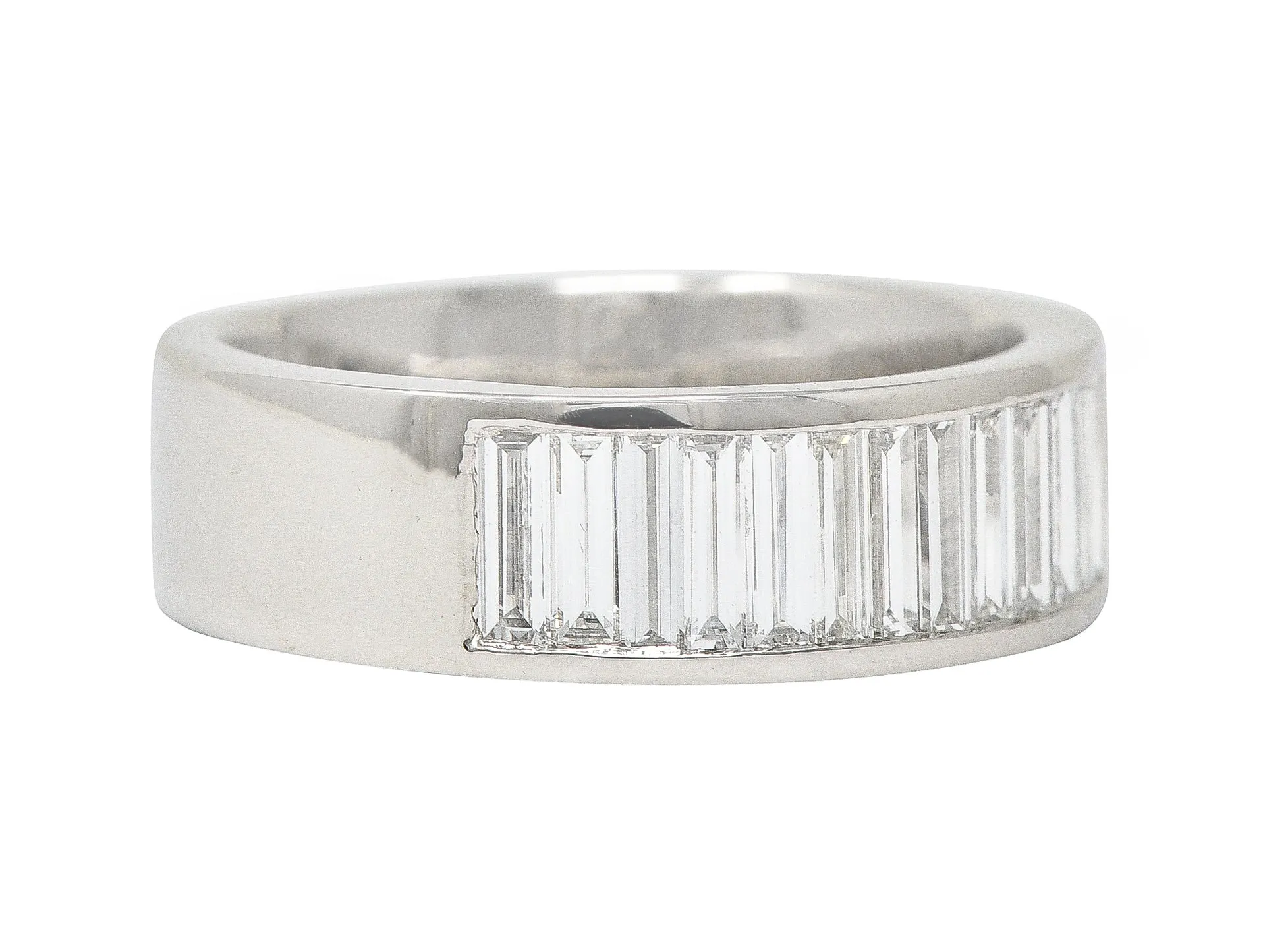 Contemporary 1.50 CTW Baguette Cut Diamond Platinum Channel Band Ring