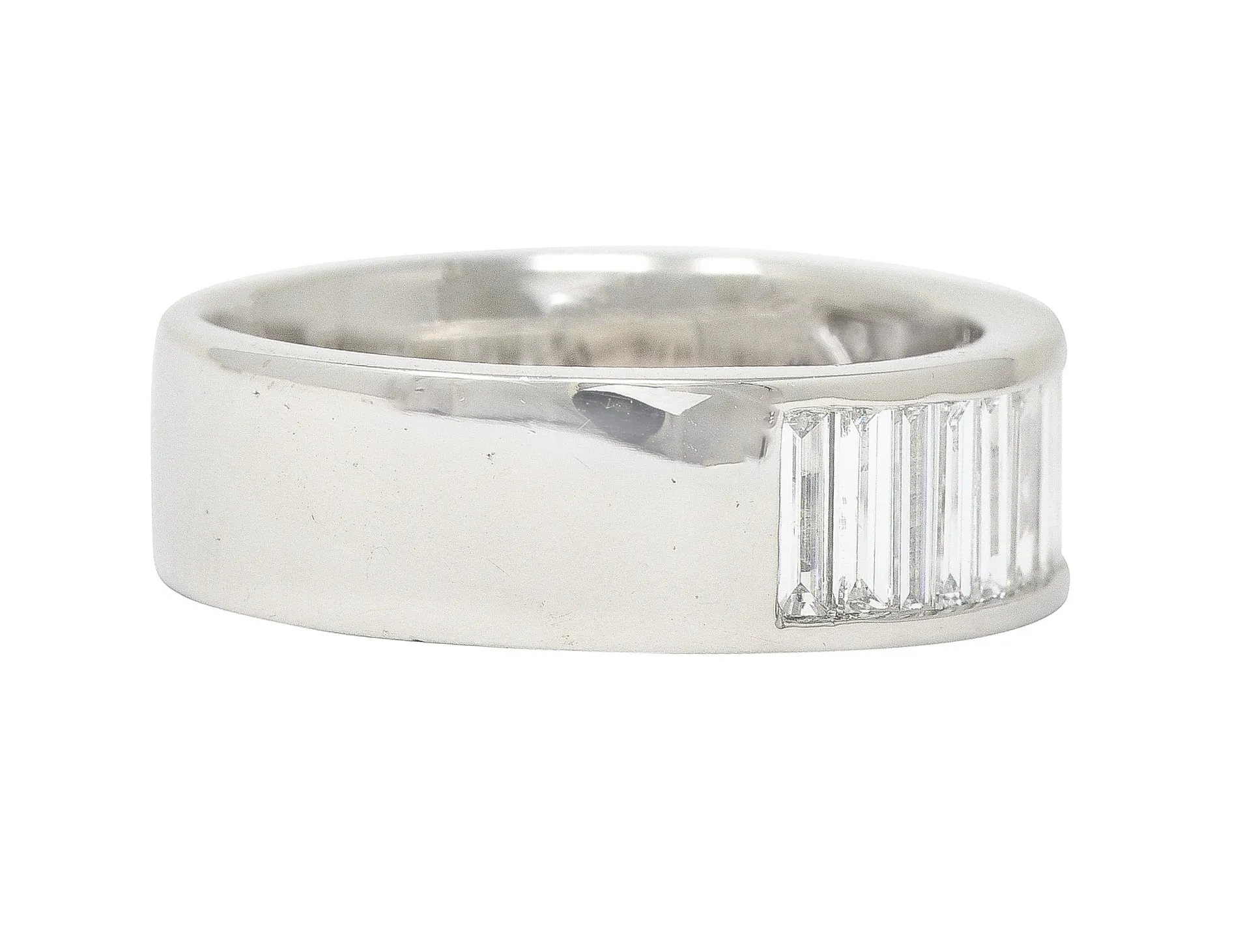 Contemporary 1.50 CTW Baguette Cut Diamond Platinum Channel Band Ring