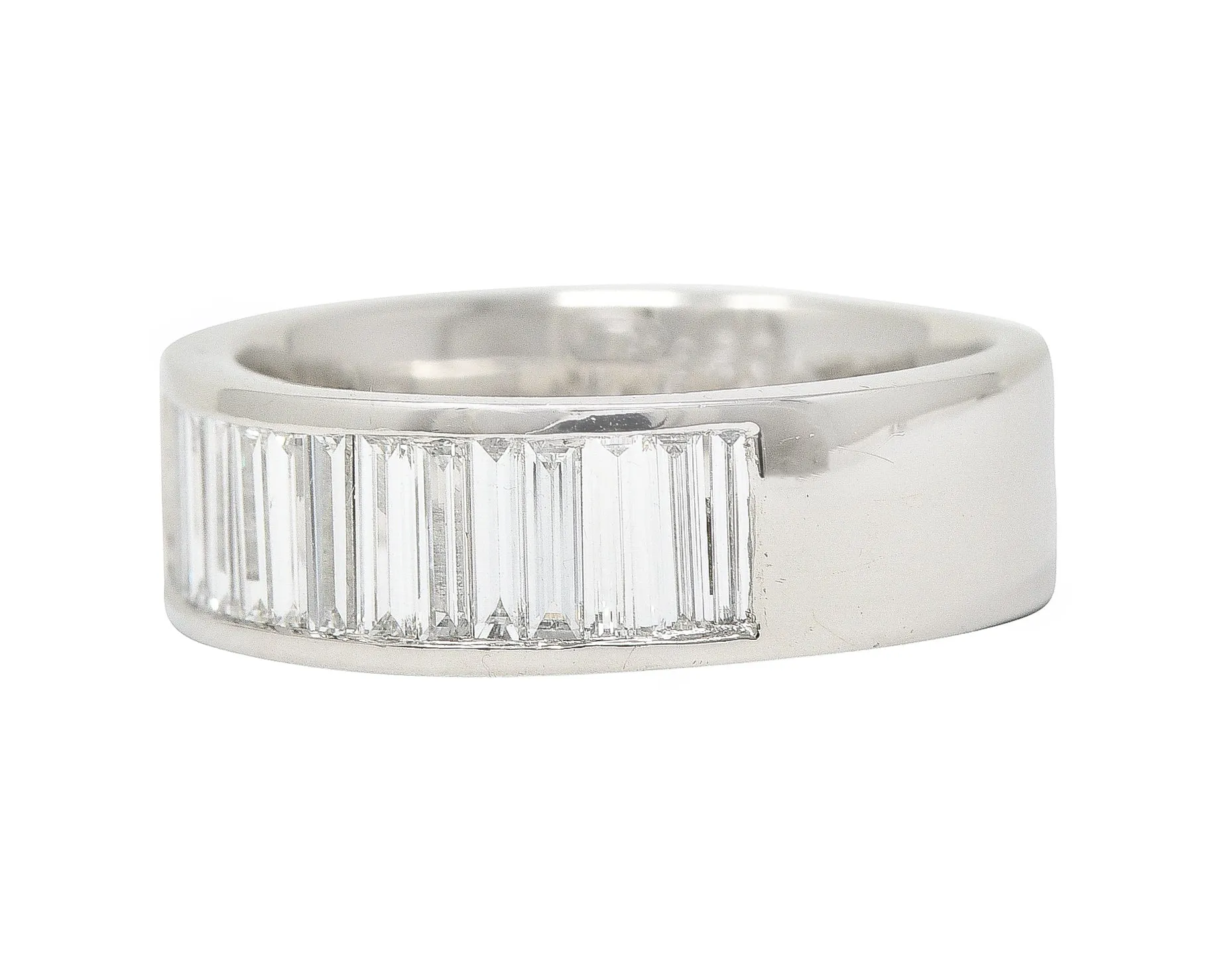 Contemporary 1.50 CTW Baguette Cut Diamond Platinum Channel Band Ring