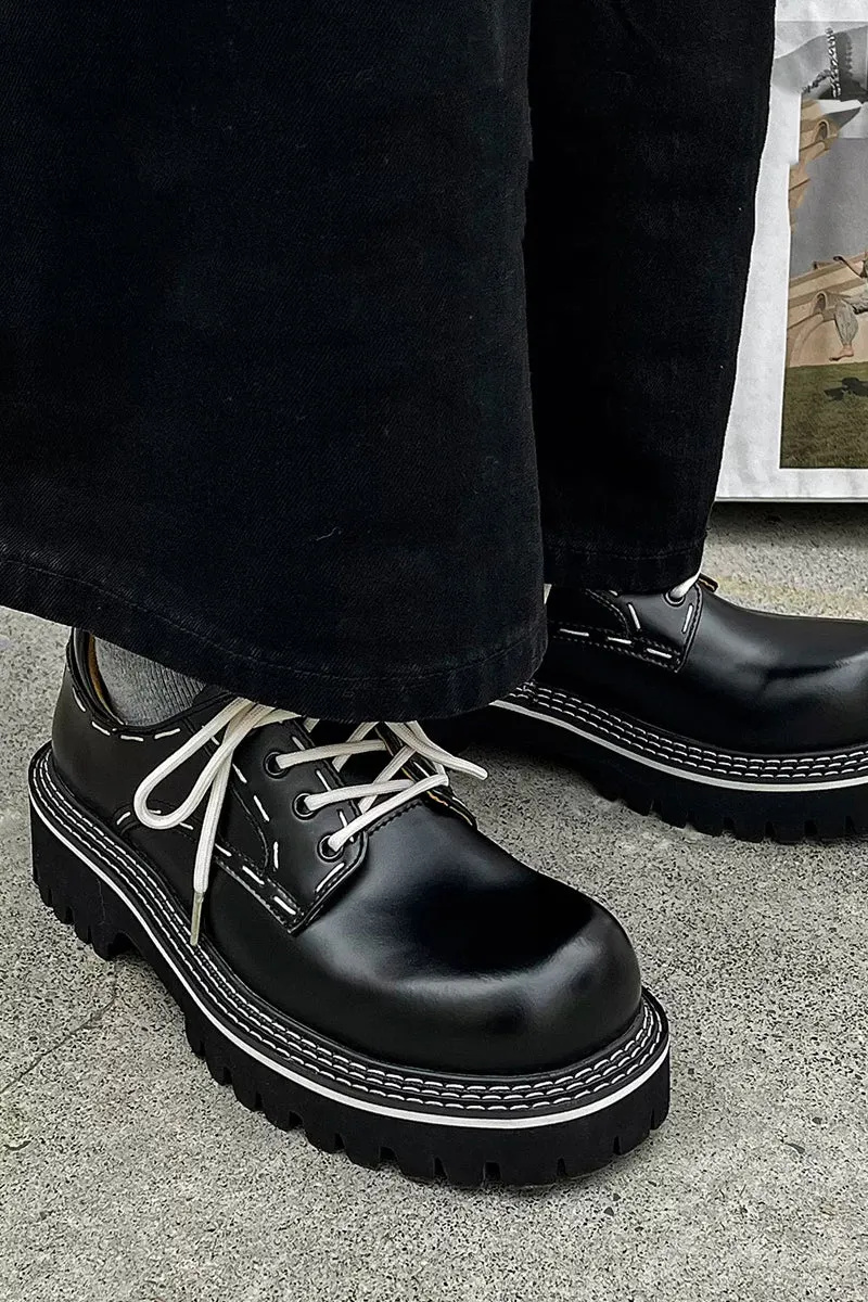 Contrast Stitched Derby Shoes