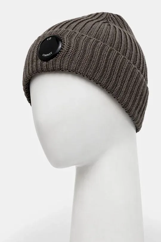 C.P. Company wool beanie Extra Fine Merino Wool Goggle Beanie beige color 17CMAC272A005509A