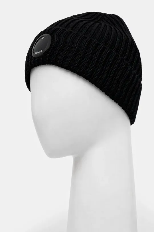 C.P. Company wool beanie Extra Fine Merino Wool Goggle Beanie black color 17CMAC272A005509A