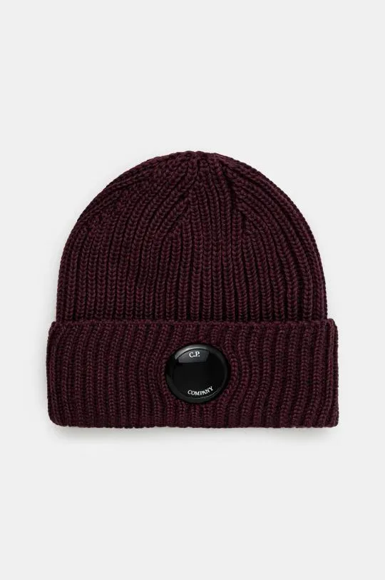 C.P. Company wool beanie Extra Fine Merino Wool Goggle Beanie violet color 17CMAC272A005509A