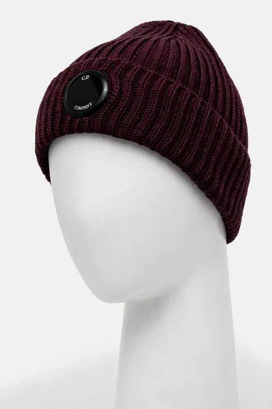 C.P. Company wool beanie Extra Fine Merino Wool Goggle Beanie violet color 17CMAC272A005509A