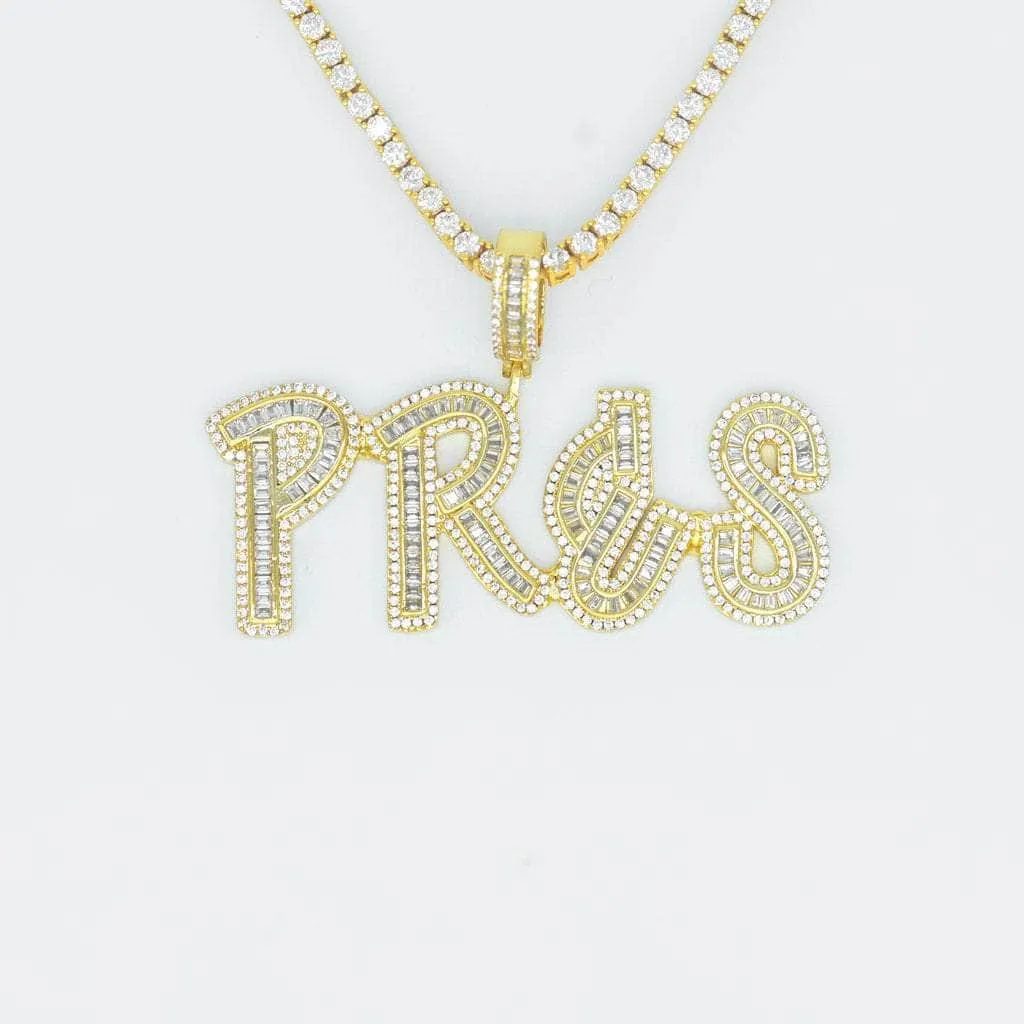 Custom Baguette Name Necklace