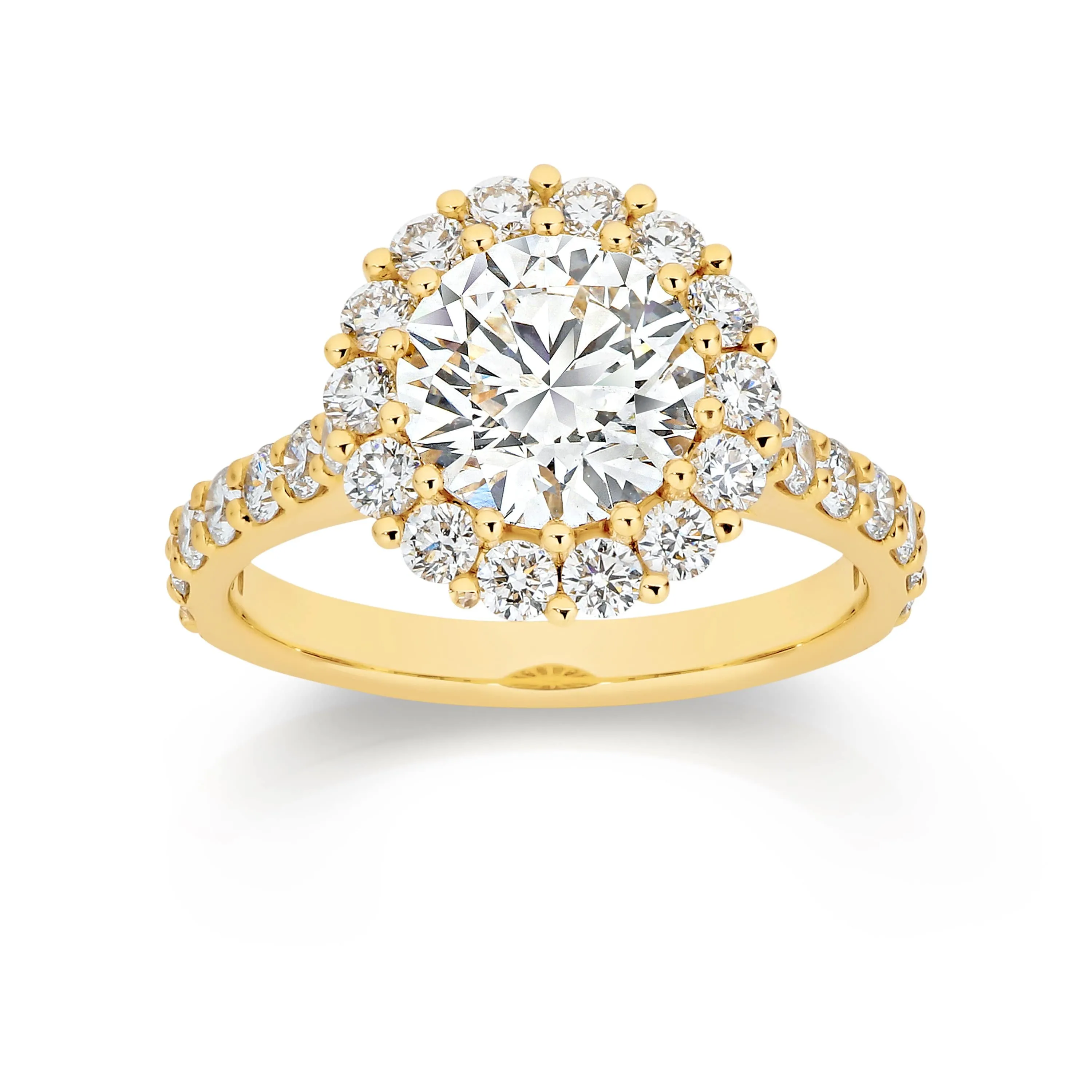 Danique | Round Brilliant Diamond Engagement Ring with Halo and Shoulder Stones