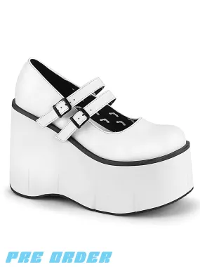 DEMONIA KERA-08 PLATFORM MARYJANES - WHITE VEGAN LEATHER  PRE ORDER 