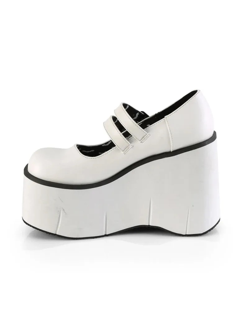 DEMONIA KERA-08 PLATFORM MARYJANES - WHITE VEGAN LEATHER  PRE ORDER 