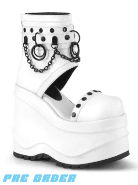 DEMONIA WAVE-22 - WHITE VEGAN LEATHER  PRE ORDER 