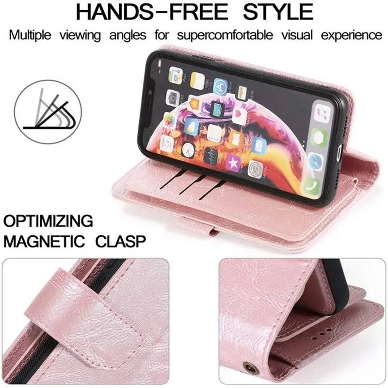 Detachable Flip Folio Zipper Purse Phone Case for iPhone 12 Series