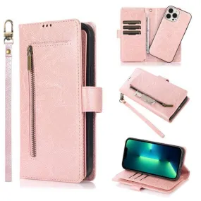 Detachable Flip Folio Zipper Purse Phone Case for iPhone