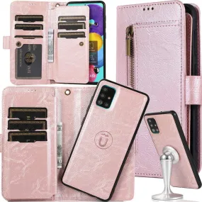 Detachable Flip Folio Zipper Purse Phone Case For Samsung A Series