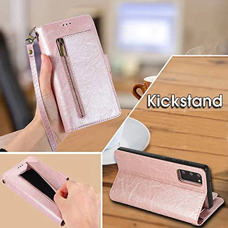 Detachable Flip Folio Zipper Purse Phone Case for Samsung Note Series