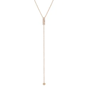 Diamond Baguette Lariat Necklace - Rose Gold