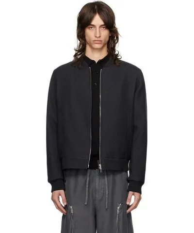 Dries Van Noten Gray Wool Bomber Jacket