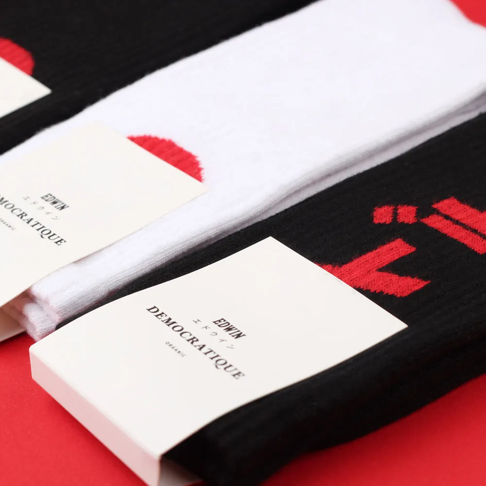 Edwin Jeans x Democratique Socks Athletique Japanese Sun White / Fiery Red