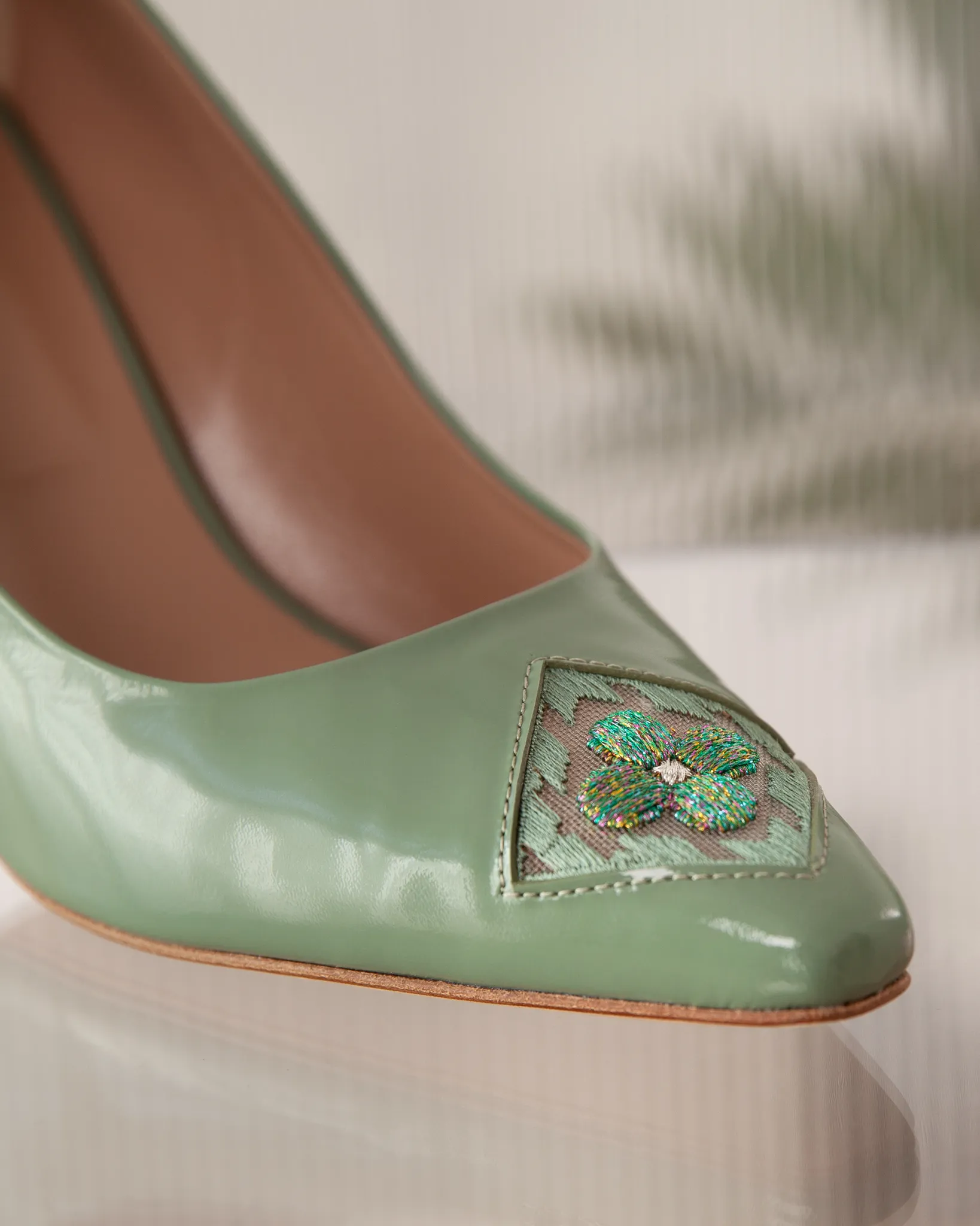 Fiorellini Pump in Semi-Patent Leather 85 Sea Green