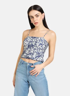 Floral Print Lace Crop Top