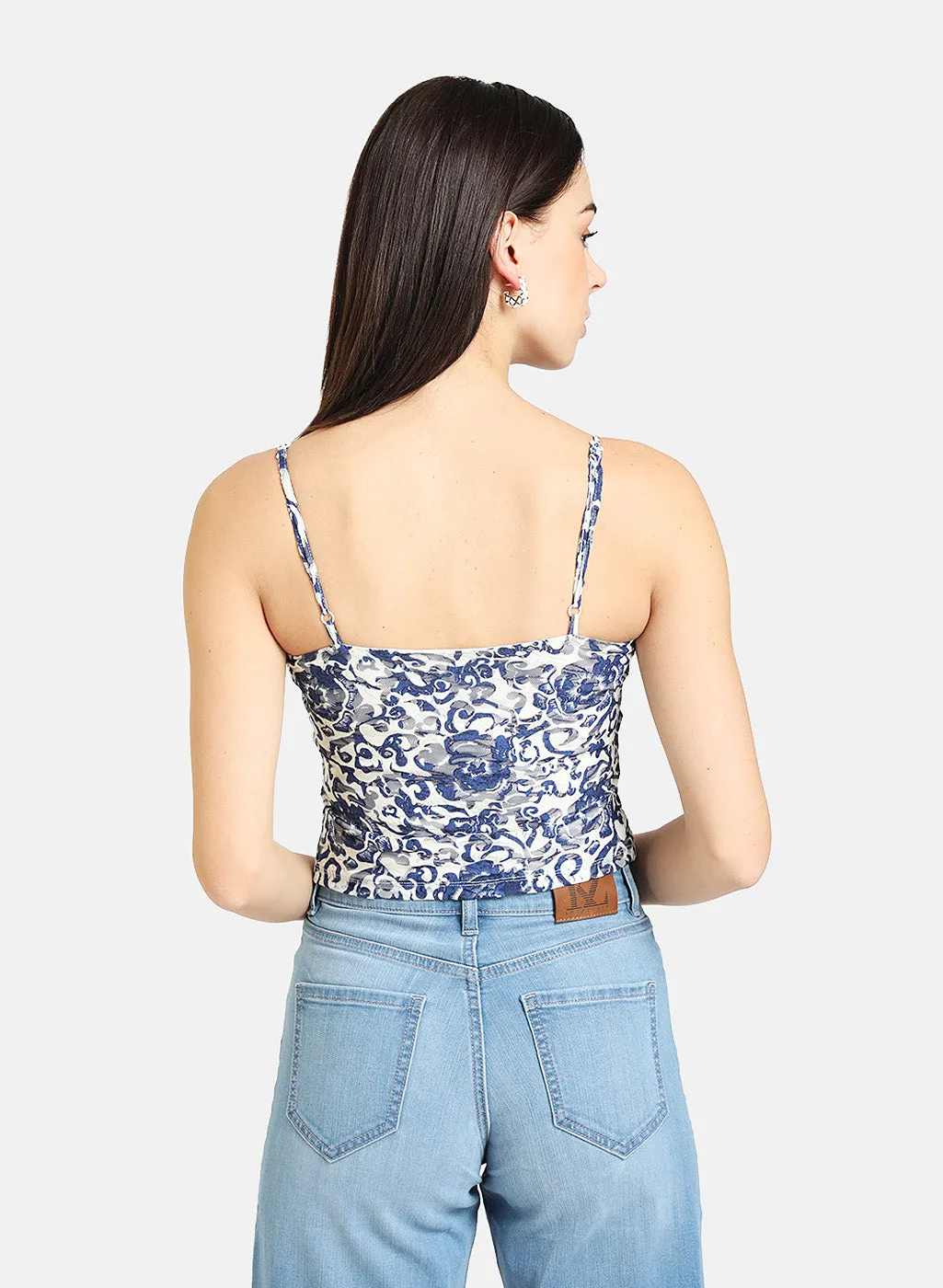 Floral Print Lace Crop Top