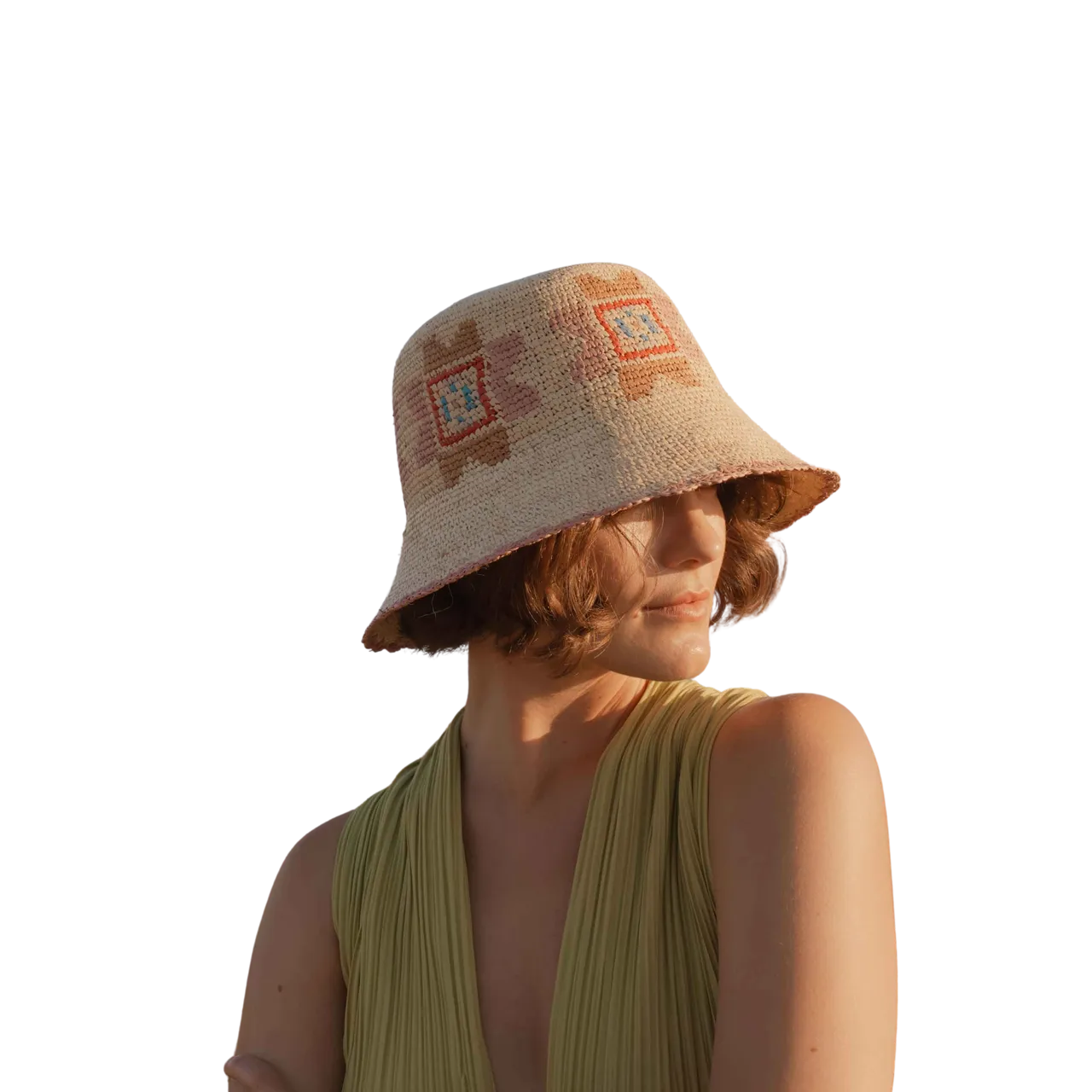 Freya Reya Crochet Bucket Hat, Natural