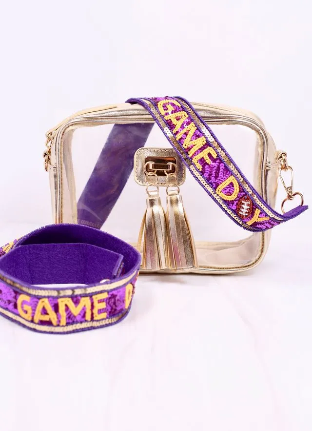 Game Day Sequin Strap PURPLE YELLOW