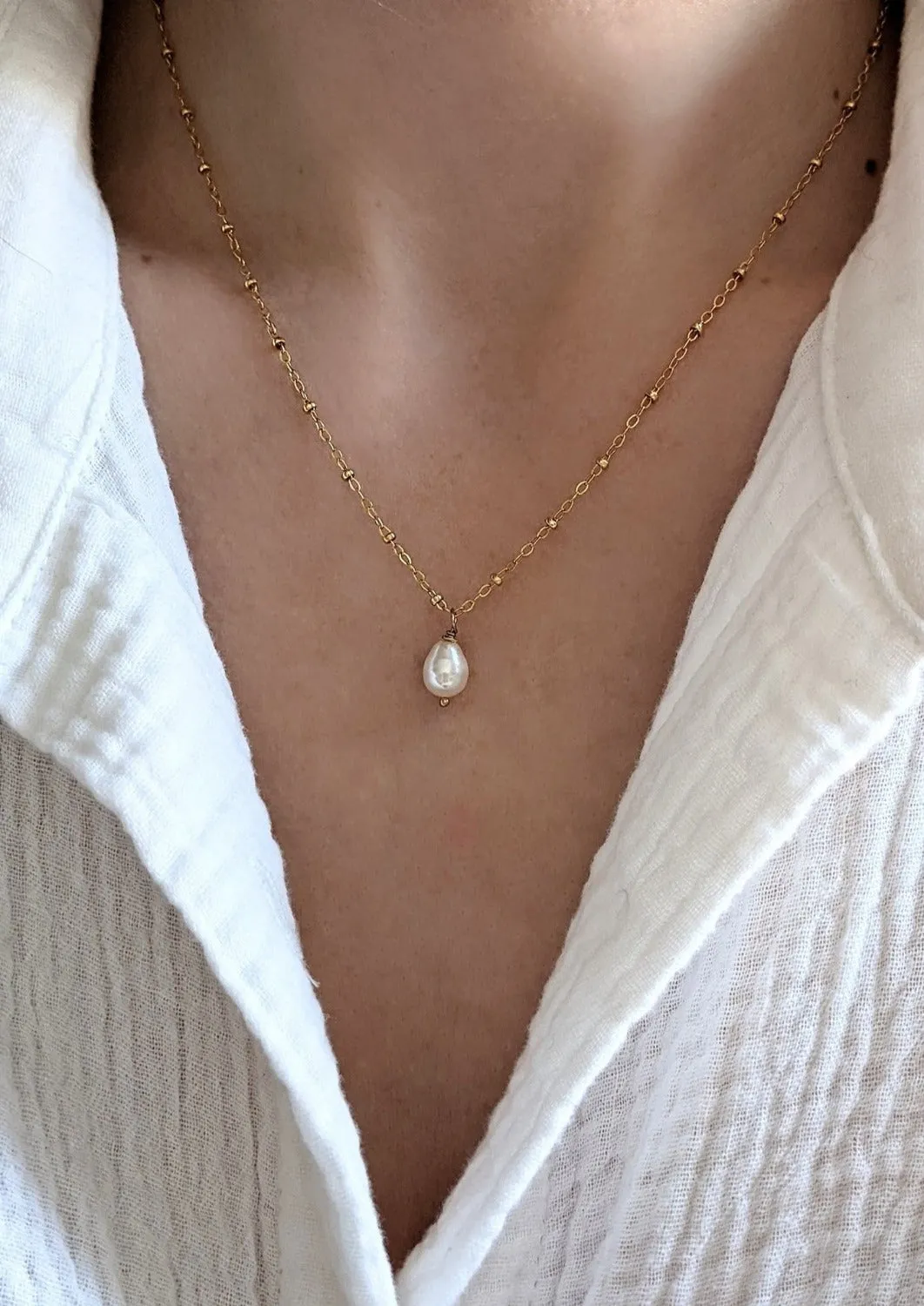 Gia Single Pearl Necklace