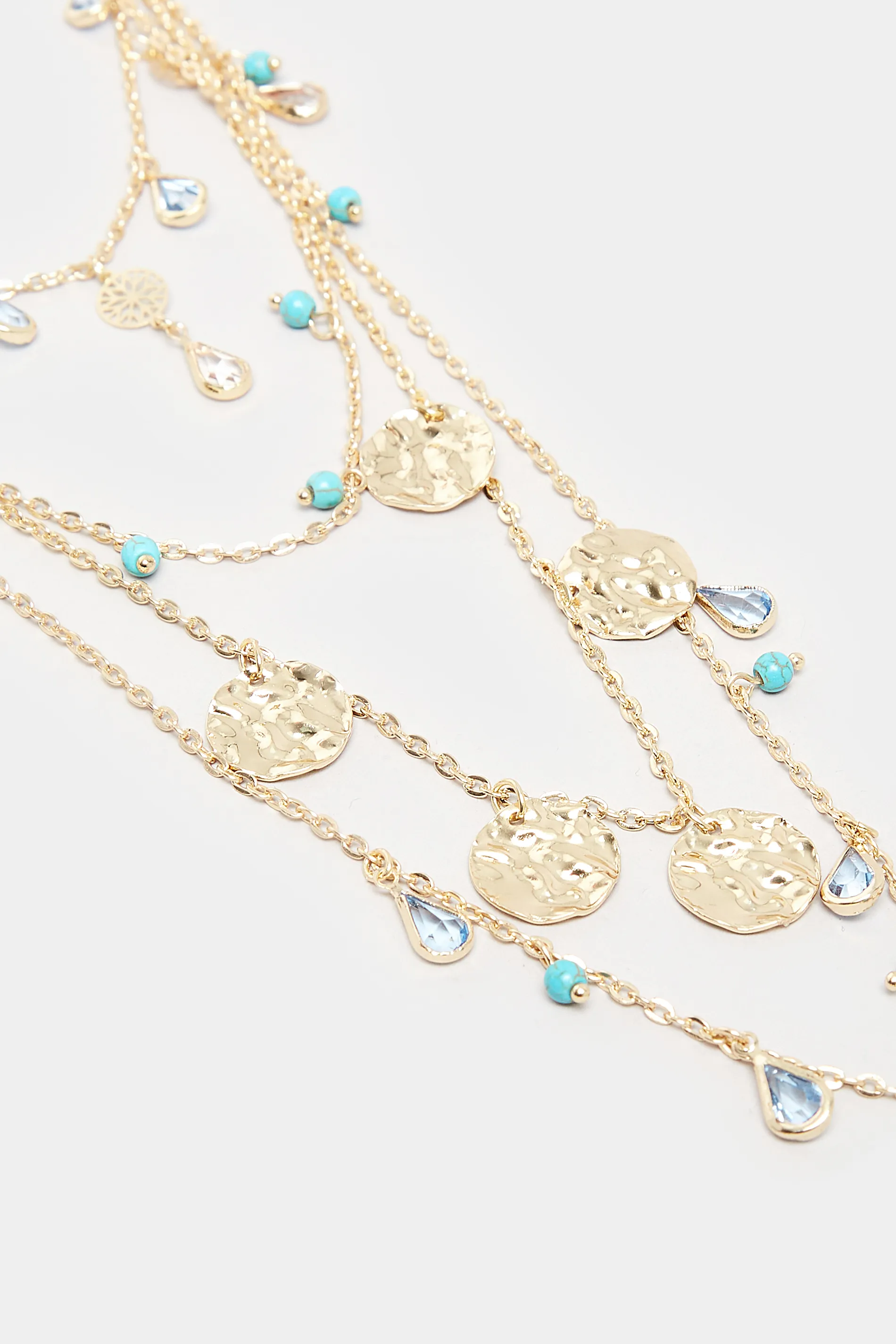 Gold & Blue Multi Layer Disc Necklace