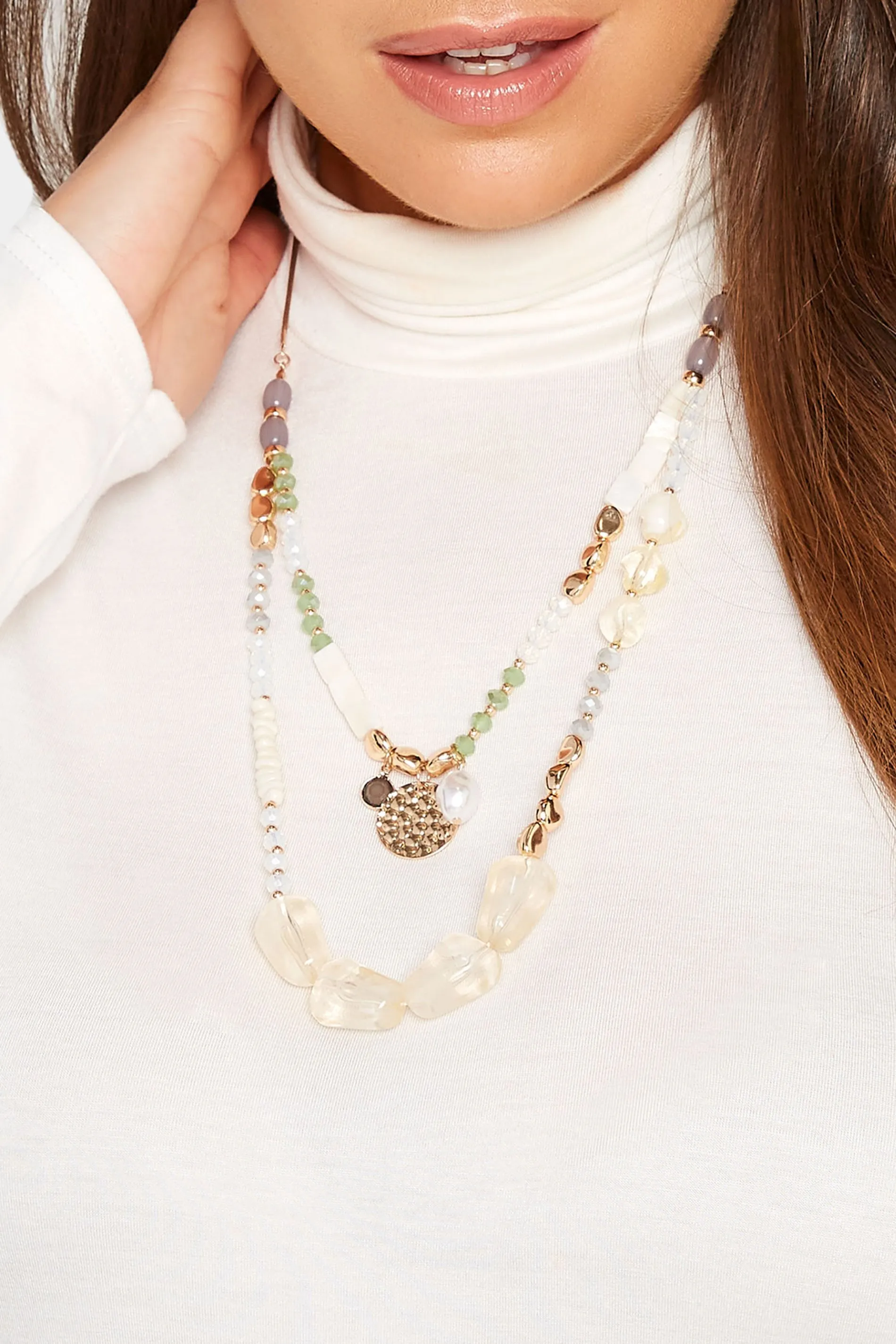 Gold Double Layer Charm Necklace