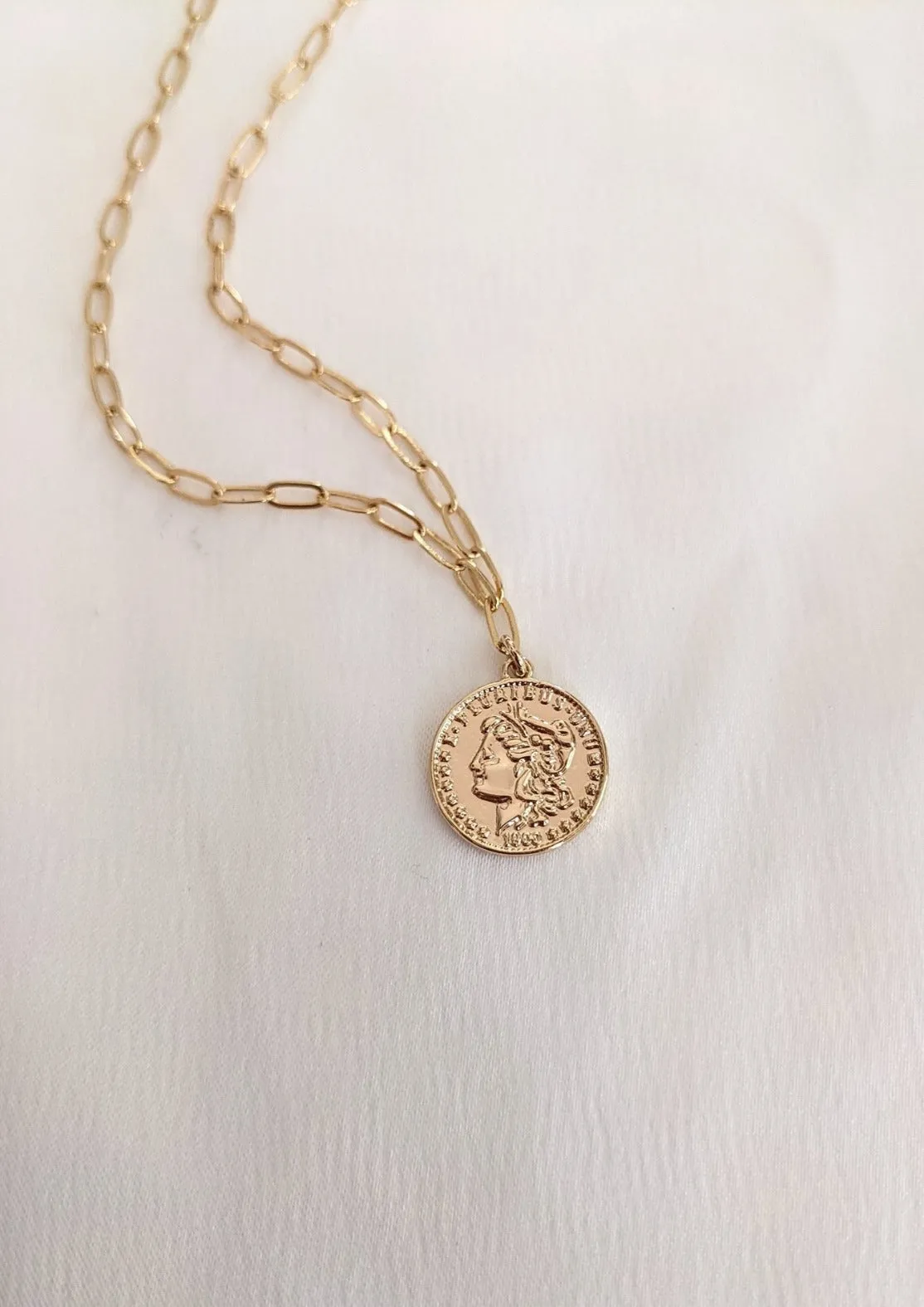 Gold Grecian Coin Necklace by Layer the Love