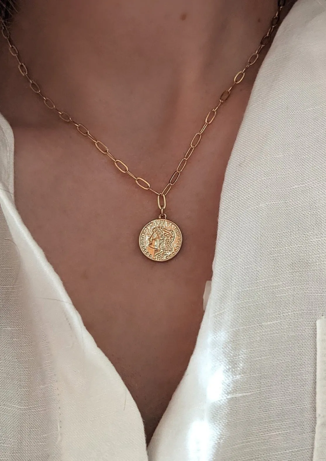 Gold Grecian Coin Necklace by Layer the Love