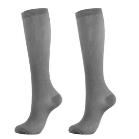 Gray Unisex Blood Circulation Promotion Slimming Compression Socks