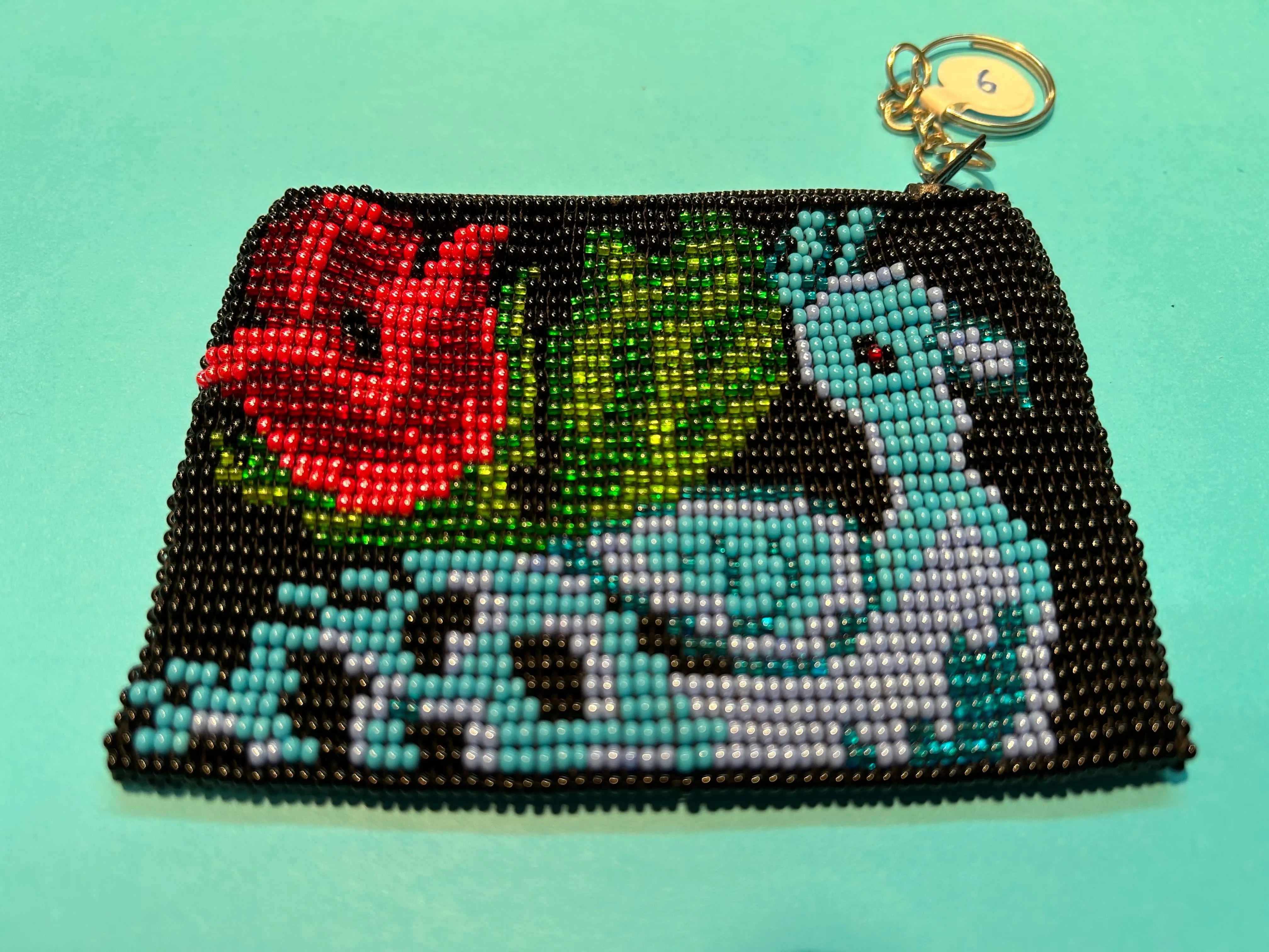 Guatemalan handcrafted glass seed bead change purse