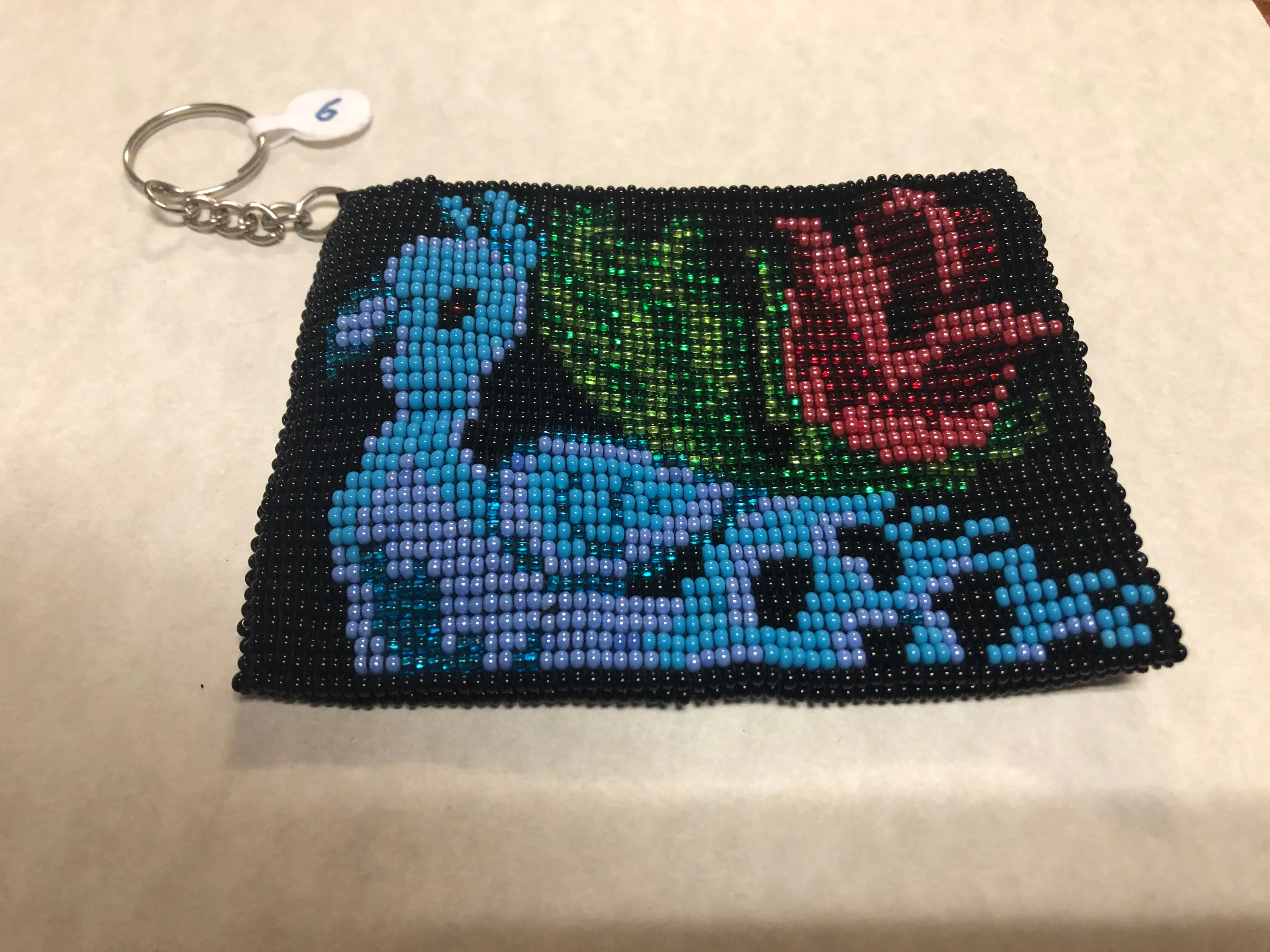 Guatemalan handcrafted glass seed bead change purse