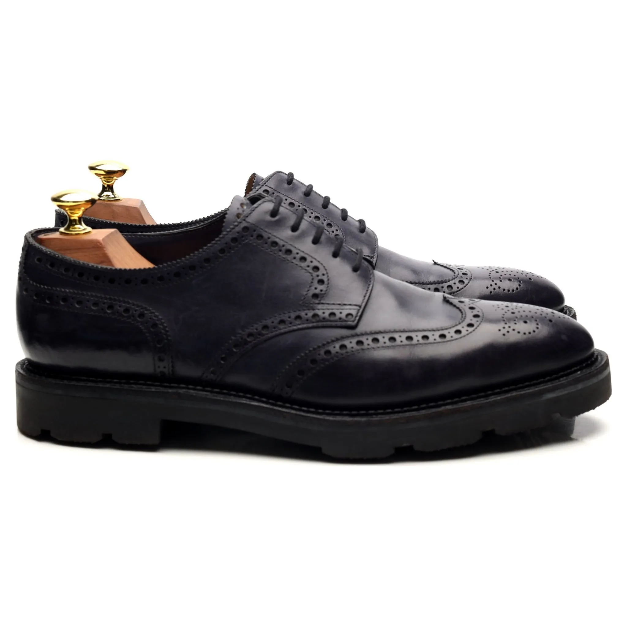 'Hayle' Navy Blue Leather Derby Brogues UK 7.5 E