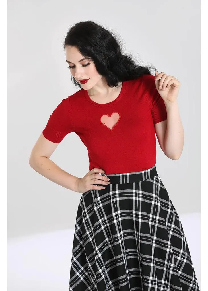 Hell Bunny Heart 60's Top Red