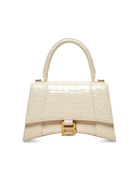 Hourglass Small Handbag Crocodile Embossed in Light Beige