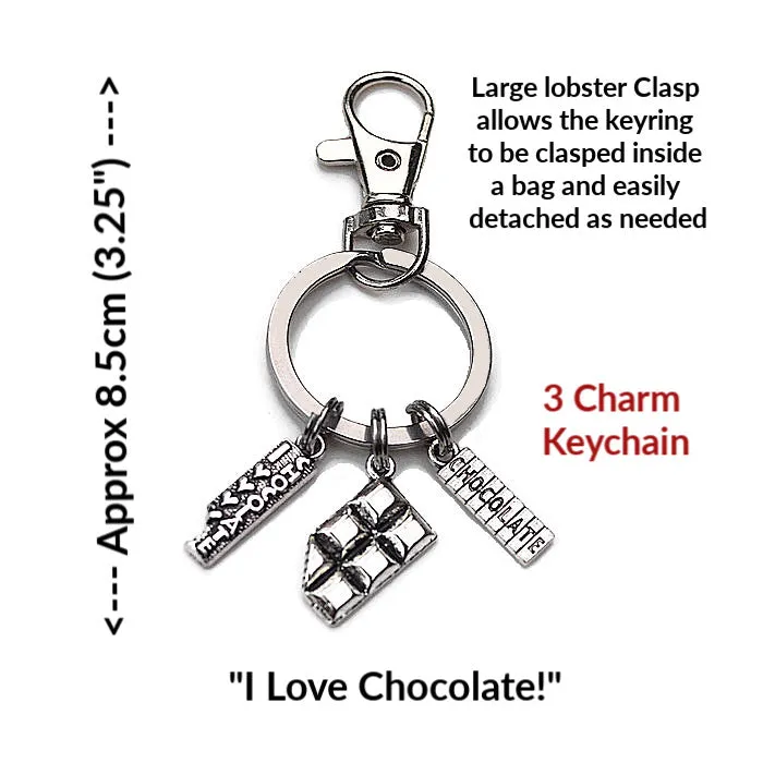 'I LOVE CHOCOLATE'   3 or 4 Charm KEYCHAINS