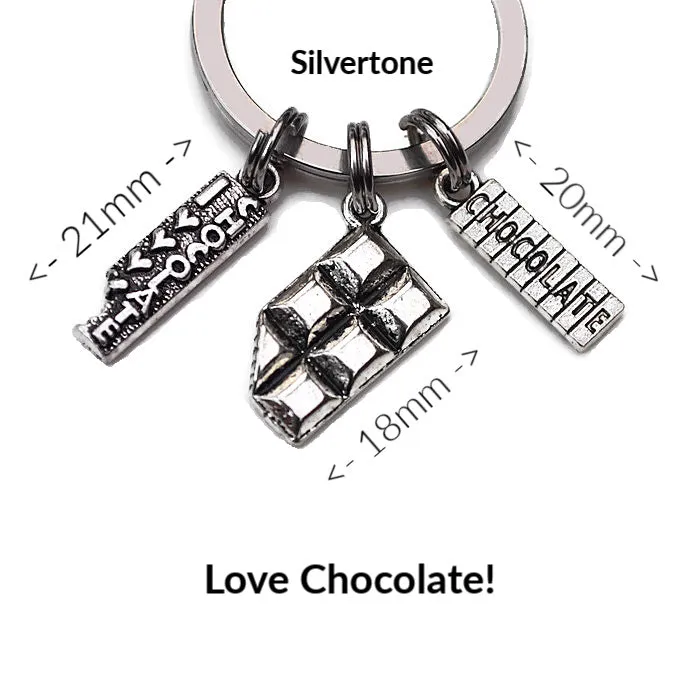 'I LOVE CHOCOLATE'   3 or 4 Charm KEYCHAINS