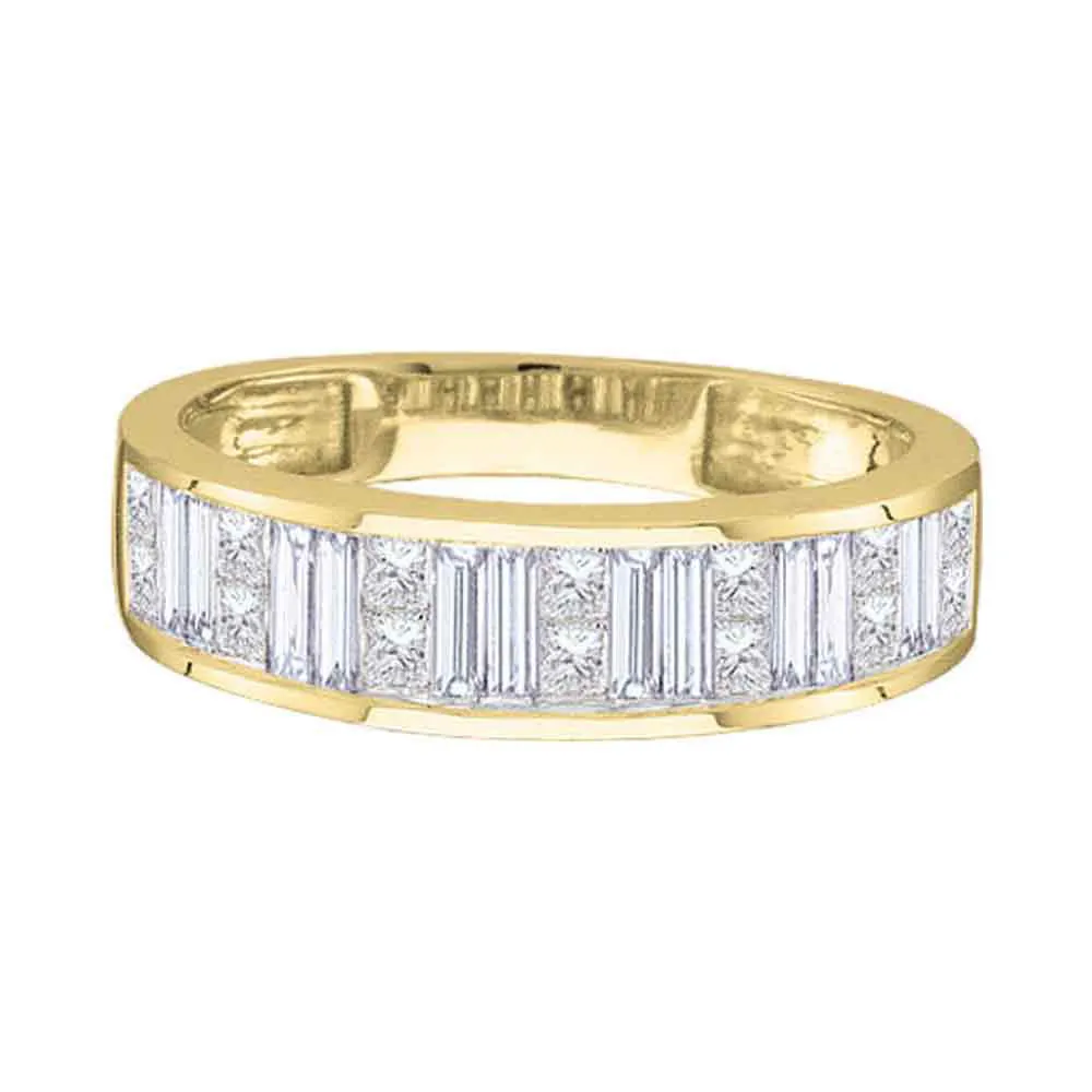 Keene Jewelers 14kt Yellow Gold Womens Princess Baguette Diamond Wedding Band 1/4 Cttw - Size 5