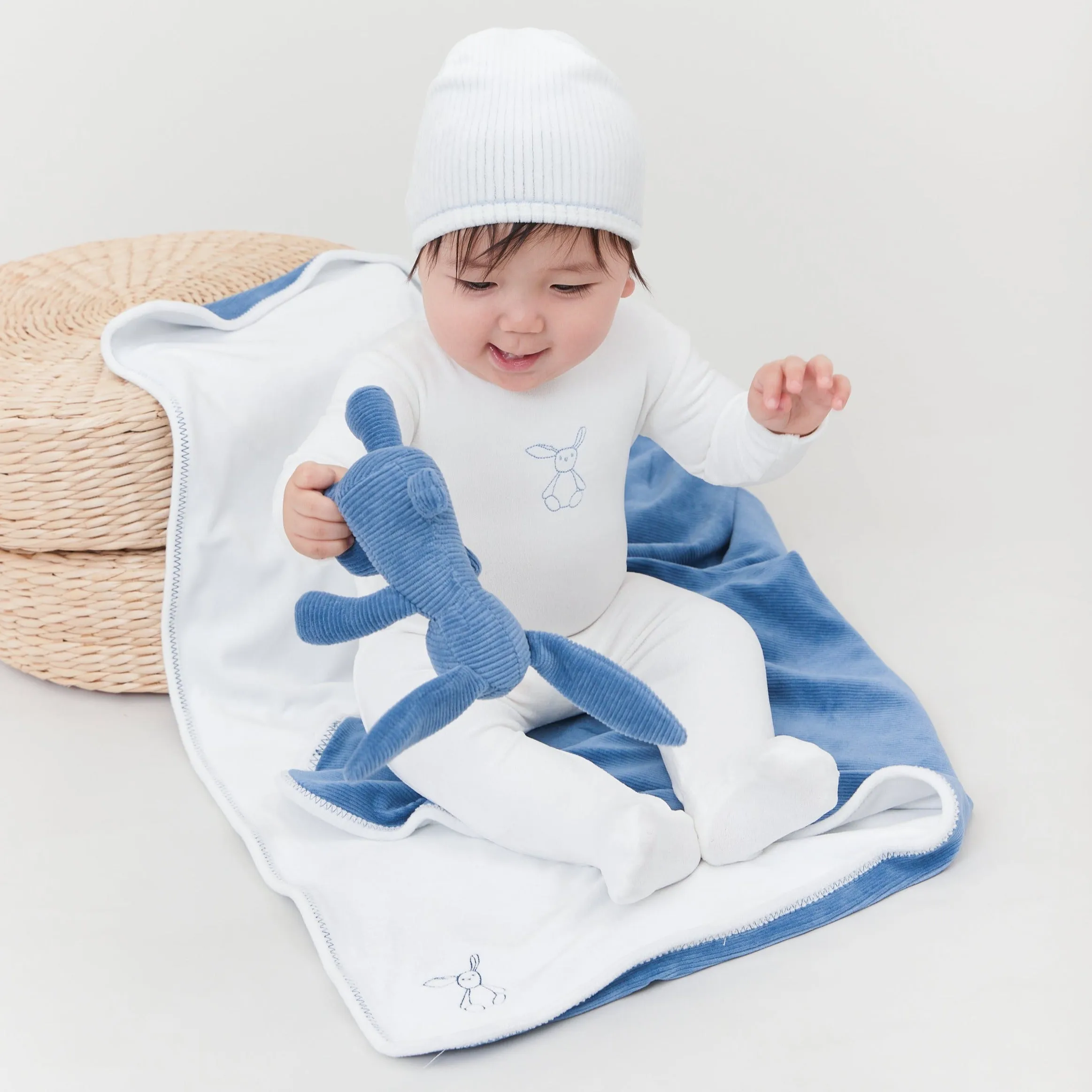 Kipp Baby Sand Bunny Velour Stretchie and Beanie