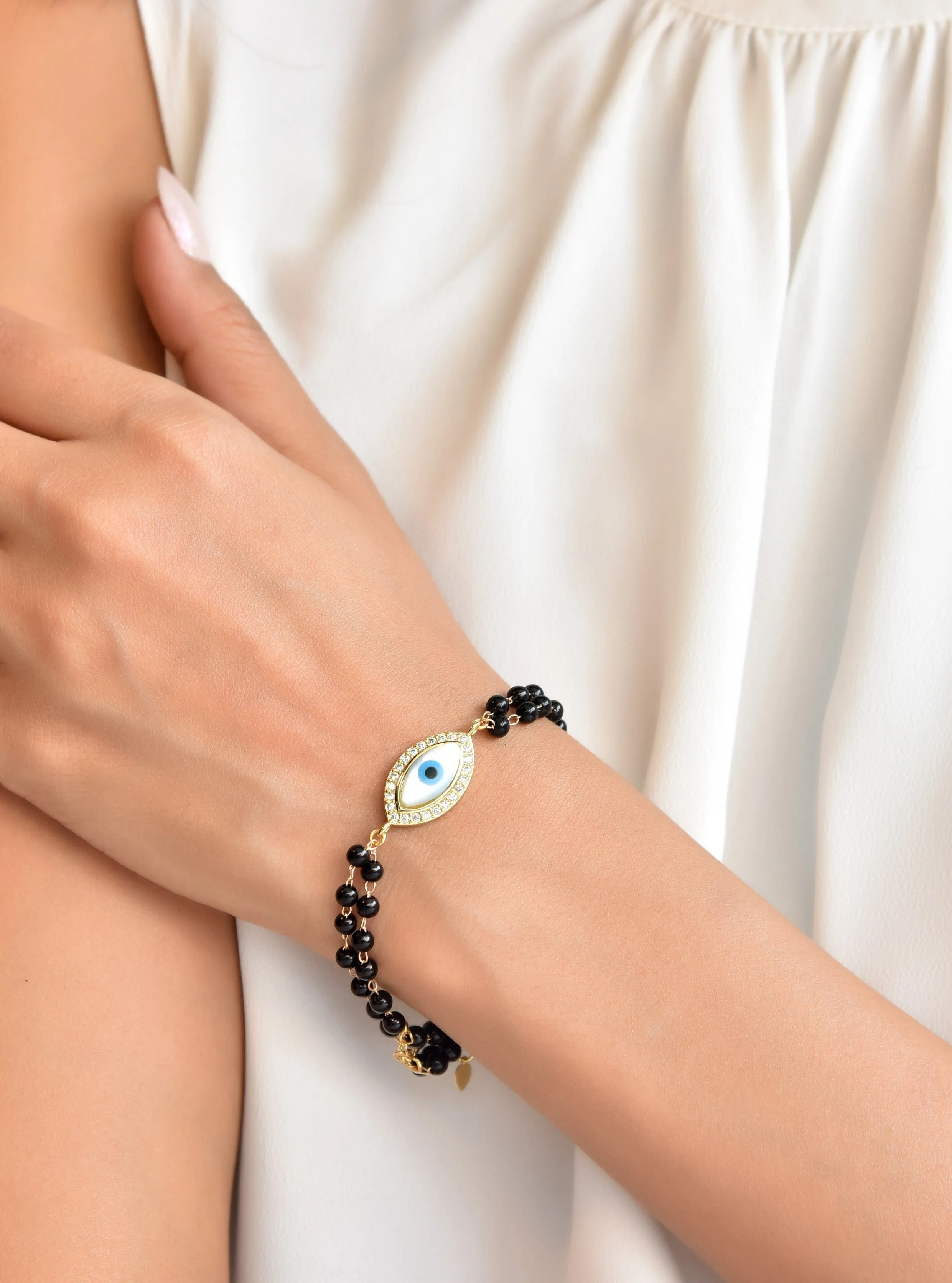 Klissaa Double Layer Evil Eye Mangalsutra Bracelet