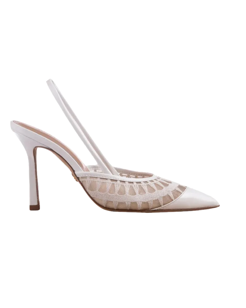 Lace Sling 95 White Patent