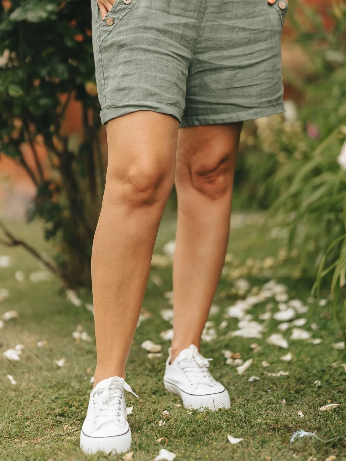 Linen Button Shorts