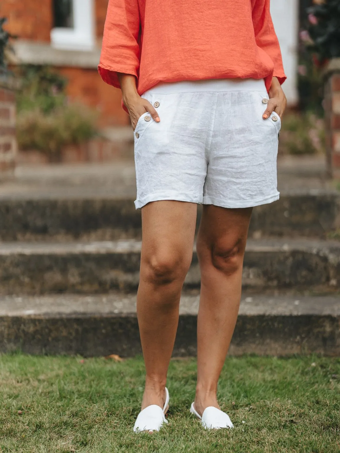 Linen Button Shorts