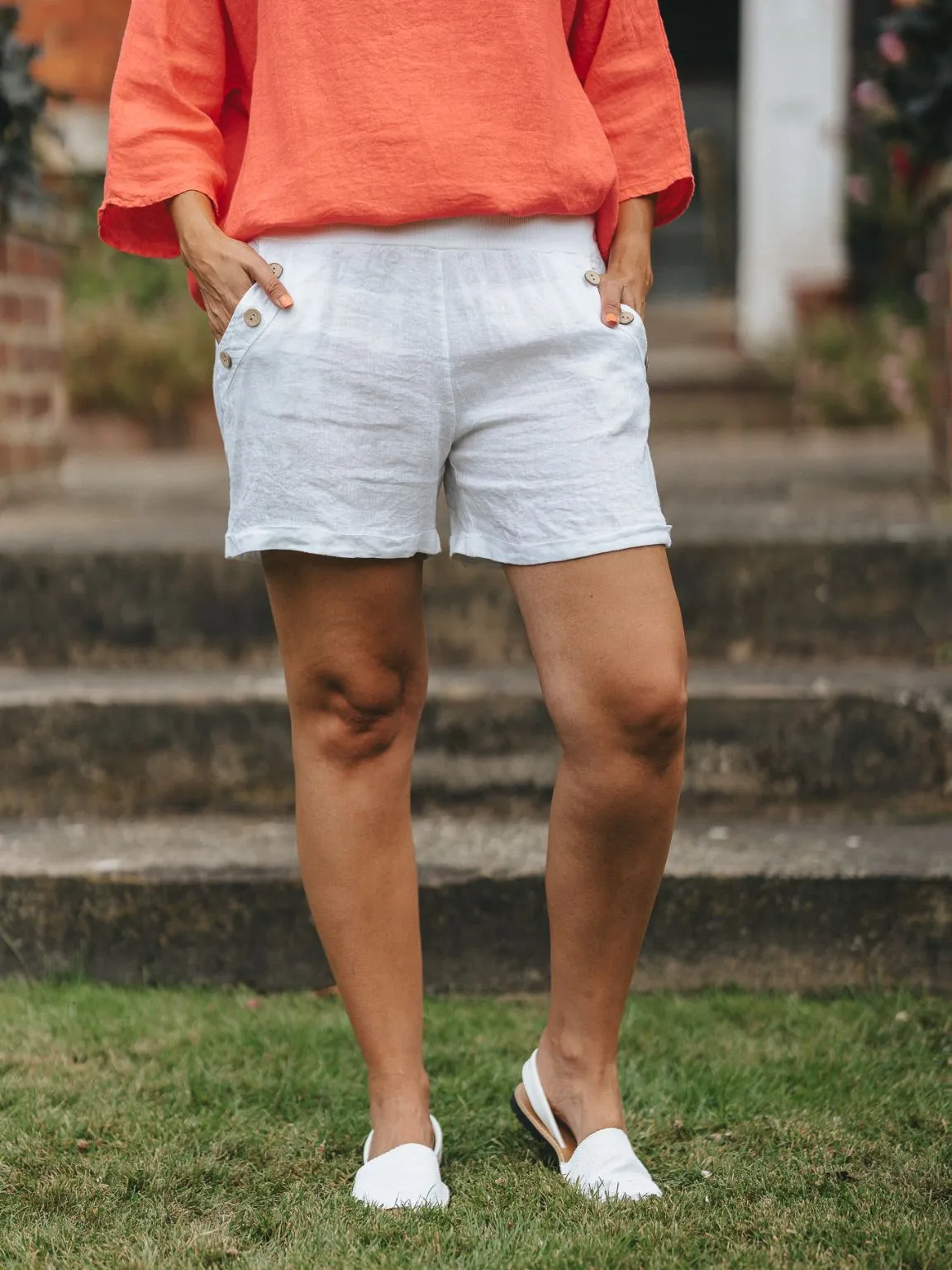 Linen Button Shorts