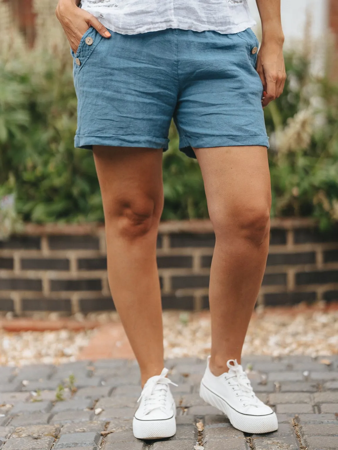 Linen Button Shorts