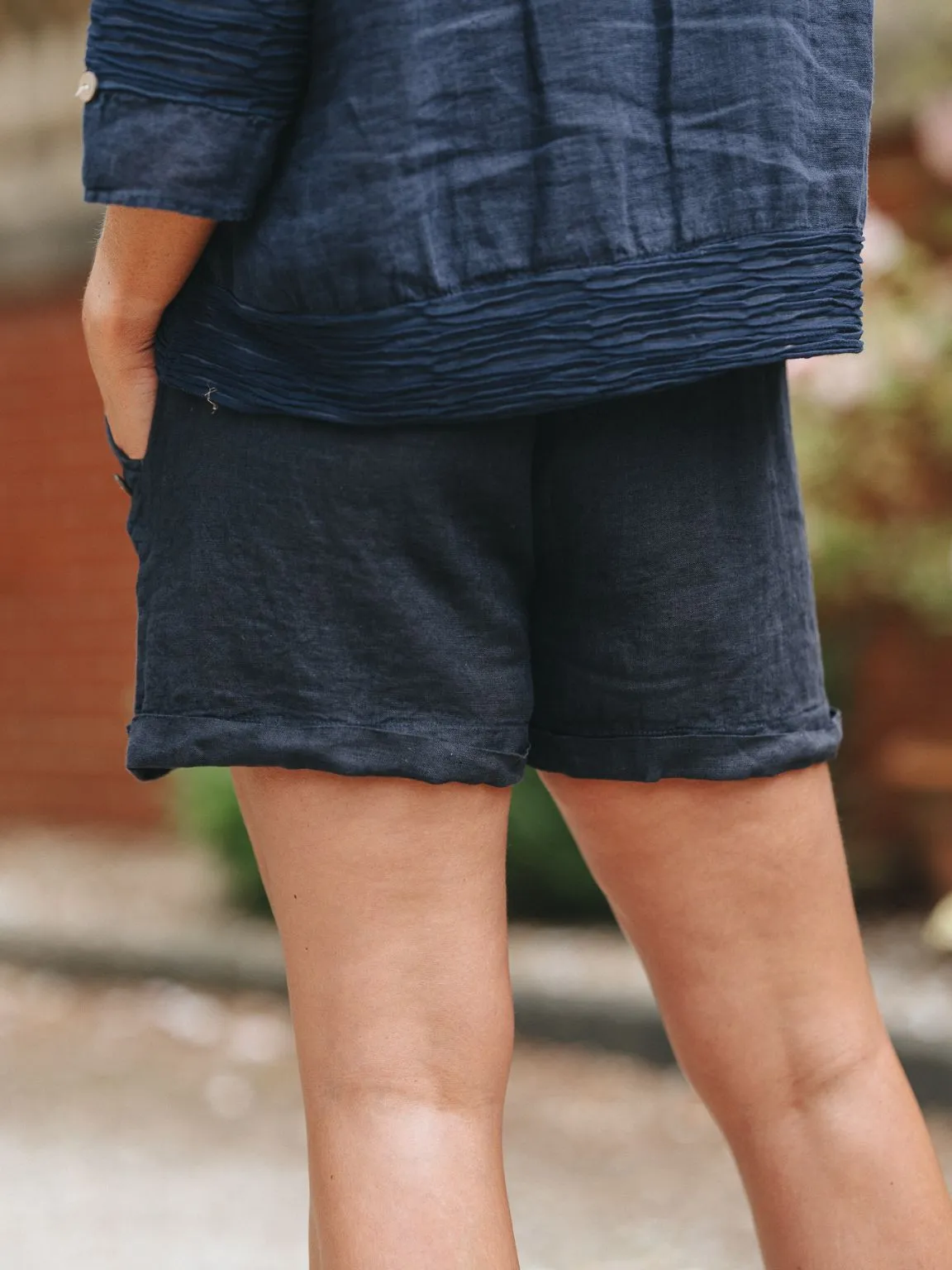 Linen Button Shorts