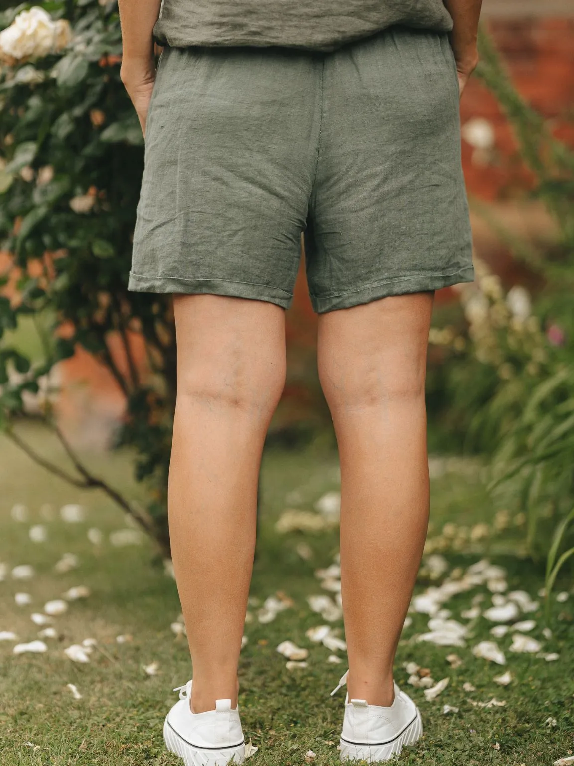 Linen Button Shorts