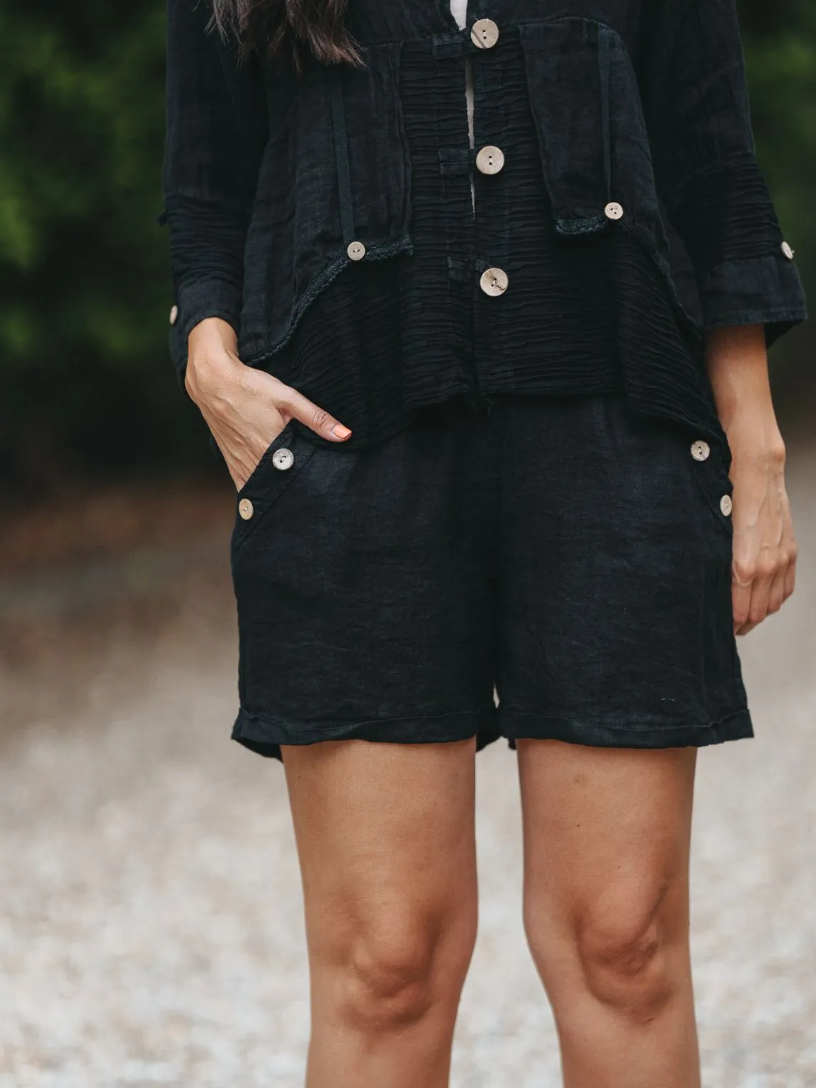 Linen Button Shorts