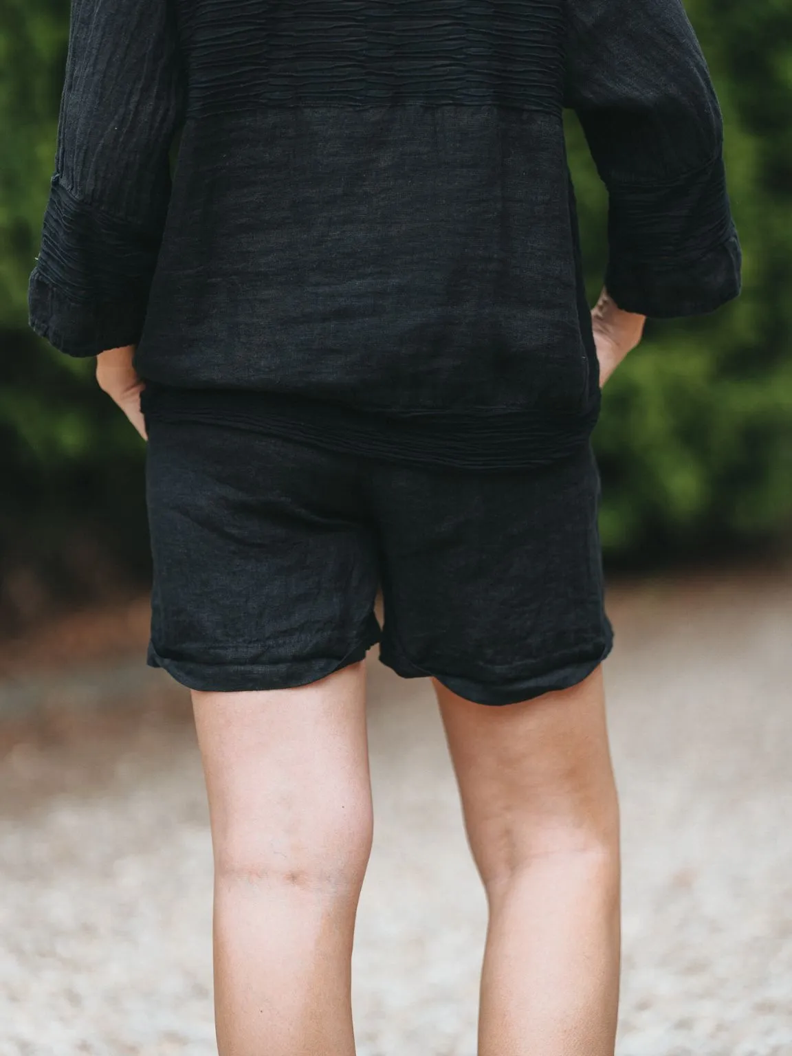 Linen Button Shorts